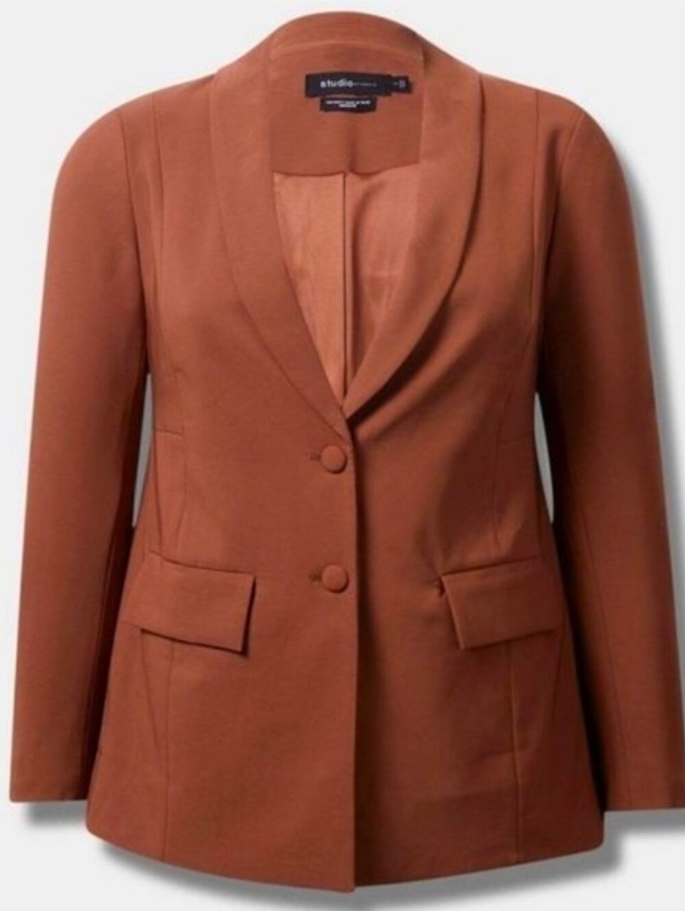 Torrid | Soho Studio Refined Crepe Blazer | Brown/Red | 1X